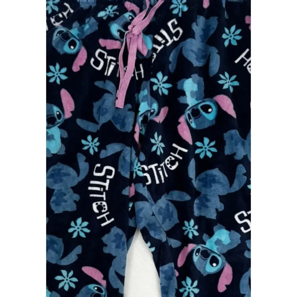 Disney Lilo & Stitch 2X Blue 100% Polyester Fleece Pajama Lounge Pants - Picture 3 of 7